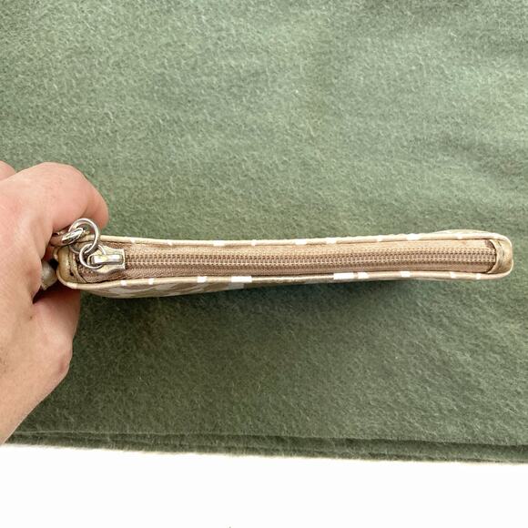 Vintage Coach Gold Cream Monogram Canvas Wristlet | 2000s Designer Mini Bag EUC - Picture 14 of 16